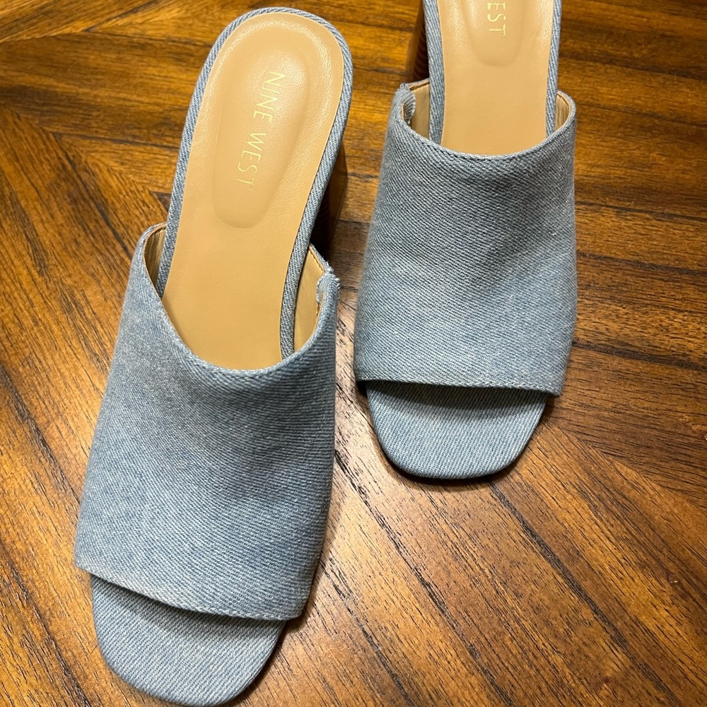 Nine West Blue Denim Sandals